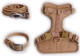 3 Pc Waterproof Dog Leash Collar & Harness Set - 2 Dog Leash Option Short Control Dog Leash For Training And Walking Large And Medium Dogs Strong And Durable Non-Irritating (Large, Nude)