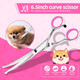 Dog Grooming Scissors Kit With Round Tip, Ecnocal Stainless Steel Titanium Coated Pet Grooming Trimmer Set, Thinning/Straight/Curved Shears, And Comb With Case For Small Pet Dog Cat (Classic)