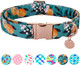 Peach Summer Cotton Dog Collar With Metal Buckle Collar For Small Medium Large Girls Or Boys Dogs Cute Durable Comfortable Pet Collars