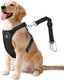 Dog Vehicle Safety Vest Harness, Adjustable Soft Padded Mesh Car Seat Belt Leash Harness With Travel Strap And Carabiner For Most Cars, Size Large, Black