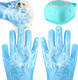 Dog Bath Brush With Gloves, Cat Bathing Gloves, Silicone Dog Washing Gloves With High-Density Teeth, Dog Bath Supplies Christmas S For Long Short Haired Dogs And Cats Blue