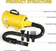 Dog Hair Dryer, 3.8Hp 2800W Pet Grooming Blower For Large Dogs Hair Force Blaster With Heat, Stepless Speed Adjustable Strong Power Wind, Yellow