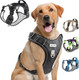 Dog Harness For Large Medium Small X-Large Sized Dog, No Pull Tatical Dog Harness Large Dogs Medium Dog With Front Clip, Reflective Adjustable Dog Walking Harness With Handle, Black, L