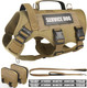 Winsee Tactical Dog Harness With Dog Leash, Service Working Molle Vest With 10 Pet Patches For Large Dog, No Pull Military Harness And Backpack For Training Hunting Walking