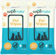 Travel (2-Pack) Dog & Cat Pet Wipes For Small/Medium Pets, Cleans Pet Paws, Ears, Fur, Butt, & Anal Gland - No-Rinse Solution, Gentle, Deodorizing, Hypoallergenic - Unscented 60 Ct