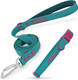 Waterproof Colorful Dog Collar Leash Set：Lightweight Adjustable Quick Release Buckle Dog Collar & Safety Auto-Lock Carabiner Leash For Dogs Cute Fashionable Dog Suit（Viridian Green L）