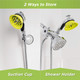 Quality Dog Wash Kits For Shower With Splash Guard Handle And Rubber Grooming Teeth. Regular And Deluxe Versions Available. (Deluxe Indoor Shower Kit & Garden Hose Attachment)