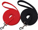 2 Pack Flat Nylon Dog Leash, 6/10/20/30/50Ft Long Recall Dog Training Lead, 3/4 Inch Wide Traditional Dog Leash For Small Medium Dogs (6 Foot, Black+Red)