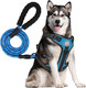 Large Tactical Dog Harness - Heavy Duty Reflective Vest For Military Service Dogs Escape-Proof, No-Pull Design With Metal Buckle - Blue