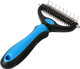 Pet Grooming Tool - 2 Sided Undercoat Rake For Cats & Dogs With Clip-On Dog Cat Collar Lights - Safe Dematting Comb For Easy Mats & Tangles Removing