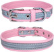 Cute Reflective Dog Collar With Name Tag Microfiber Adjustable Puppy Girl Boy Dog Collar For Small Medium Large Female Male Dogs Pink Xxl