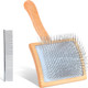 Dog Slicker Brush For Shedding And Grooming Medium Or Long Haired Cats, Extra Long & Soft Pin Slicker Brush For Removes Loose Hair, Tangles, Knots, Undercoat, Pet Comb, Large, Clear