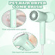 2-In-1 Pet Dryer And Brush- Overheating Protection, 3 Blowing Modes, Low Noise- Ideal Dog Dryer For Pet Grooming, Small And Medium Dogs/Cats- Slim Handle- Dog Blow Dryer (Green)