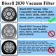 4 Pack 2030 Vacuum Filters And 4 Pack Foam Filter For Bissell Vacuum Cleaner Models 2030, 2030L, 20303, 20306, 20307, 20309, 2030H, 2030V, 2030X, 2030Z