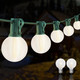 Abeja 25Ft Frosted White String Lights, G40 Globe Patio String Lights with 27 Frosted White Bulbs, Vintage Backyard Patio Lights for Backyard Porch Balcony Party Wedding Umbrella- Green Wire