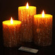 AKU TONPA Pine Bark Effect Flameless Candles Battery Operated Pillar Real Wax Flickering Electric LED Candle Sets with Remote Control Cycling 24 Hours Timer, 3" x 4" 5" 6" Pack of 3