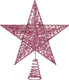 Christmas Tree Topper 10 Inch Pink Glitter Star with Metal Hollow Design Wire Star Treetop for Holiday Christmas Home Decoration