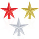 Aneco 3 Pack 4 Inches Glittered Mini Star Christmas Tree Topper Star Treetop for Small Christmas Tree Ornaments, Gold, Silver and Red