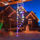 Hanging Icicle Christmas Lights Outdoor, Plug-in Multicolor 112 LED Christmas Fairy Twinkle Lights with 8 Lighting Modes, Waterproof Wind chime Lights for Window Patio Porch Outdoor Indoor Decor(Star)