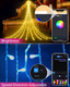 23FT Outdoor Christmas Decorations Star String Lights, Smart RGB Led Tree Lights Waterfall DIY Preset Scenes App Remote Control Large Unique Yard Lights for Outside Roof Home Xmas Holiday Decor