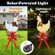 2 Pack Solar Christmas Stake Lights, LED Xmas Chicken Metal Stake Lights with Poinsettia, Cemetery Grave Decorations, Christmas Pathway Lights for Garden Yard Lawn Outside, 32 Inches