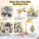 24 Inch Tabletop Mini Christmas Tree, Snow Flocked Prelit Artificial Small Christmas Tree with Lights, Star Treetopper and Hanging Ornaments for DIY Christmas Decorations for Home Party
