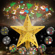 Christmas Tree Topper Lighted with 8 Projection Modes, Christmas Tree Star Topper Built-in LED Rotating Projector Lights, 3D Hollow Lighted Tree Topper Glitter Christmas Tree Decorations (Gold)