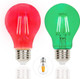 2 Pack Filament LED Red Light Bulbs Green Light Bulb – A19 E26 8W 60 Watt Equivalent Vintage LED Red Bulb LED Green Bulb Decorative Lighting for Party Decoration, Porch, Home, Christmas Light Bulbs
