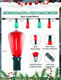 50FT Outdoor Multicolor Light String, LED Dimmable Christmas Red/Green Light Outdoor Waterproof, with 27 ST38 Shatterproof LED Filament Bulbs, Suitable for Christmas, Party, Outdoor Patio, Cafe