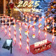 Solar Christmas Lights Outdoor Decorations: Candy Cane Light Waterproof for Yard Decorative Outside - Santa Claus Pathway Stake Lighting Patio Garden Path Street Decor 12 Pack