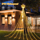 Christmas Decorations Star String Lights - 344 LED 11.8ft 9 Strands Waterfall Tree Lights with Topper Star, 8 Lighting Modes Christmas Lights Indoor Outdoor Decorative for Wedding Yard Party Home