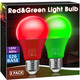 Red Green Light Bulbs [2 Pack], Christmas Light Bulbs, A19 LED Red Light Bulbs Outdoor, Green Light Bulbs 9W (60 Watt Equivalent) - E26 Colored Light Bulbs for Porch Light Christmas Party Home Decor
