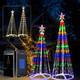 Set 4ft&5ft Smart LED Christmas Cone Tree Light Outdoor, Lighted Artificial Tree with Star Topper, Timer Waterproof, APP and Remote, Music Sync RGB Light Show, Xmas Yard Decorations