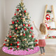 Pink Tree Skirt 36 inch Sequin Christmas Tree Skirts for 6ft Christmas Tree Sequins Embroidered Tree Skirt Round Velvet Christmas Tree Skirt Cover for Winter Holiday Family Party Tree Ornaments