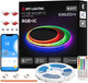 BTF-LIGHTING FCOB WS2811 IC RGB COB LED Strip 16.4FT Chasing Color Tape Light Kit DC24V 630LED/m 10mm Width Dream Color Bluetooth Sync Music Controller for Bedroom, Party, Christmas Decor White PCB BTF-LIGHTING FCOB WS2811 IC RGB COB LED Strip 16.4FT Chasing Color Tape Light Kit DC24V 630LED/m 10mm Width Dream Color Bluetooth Sync Music Controller for Bedroom, Party, Christmas Decor White PCB