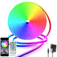 33Ft RGB LED Neon Rope Lights, Music Sync Control with App/Remote Flexible Neon Rope Lights Color Changing, IP68 Waterproof Neon Lights for Indoor Outdoor Home Decor