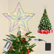 Christmas Tree Star Topper with 50 Colorful Lights,Glitter Silver Hollow Star Tree Topper,Exquisite Metal Tree Topper Star for Christmas,Xmas Party Decors, Year,Holiday Decorations,Party Supplies