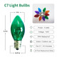 25 Pack C7 Replacement Bulbs, Christmas Lights Bulbs, 5W Multi-Color Clear Incandescent Light Bulbs, Colorful Light for Xmas Tree Patio String Lights Decor, E12 Candelabra Base
