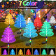 Solar Christmas Decorations Trees Lights Outdoor Waterproof Solar Christmas Tree Jellyfish Lights 5 Layer Optical Fiber 7 Color Changing for Pathway Lawn Patio Outside Decorative, 3PCS