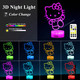 Cute Night Light - Anime Charater 7 Color Change Decor Kitty Lamp with Remote, Dim, Timer, Game Fan s for Christmas Birthday Boys Girls