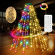 12 Modes Easy Christmas Tree Lights with Ring Indoor Outdoor - 6.56Ft x 12 Lines String 288 LED Timer Dimmable Remote Waterproof Light for 6 7 Ft Xmas Trees (Warm White or Multicolor)