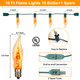 10Ft Christmas Flickering Flame String Lights with 11Pack Clear Glass Flame Light Bulbs, C18 E12 Base Flame Lights Christmas String Lights Indoor Outdoor Home Party Christmas Decorations-Green Wire