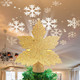 Christmas Tree Topper Lighted Star with Snowflake Projector, 3D Hollow Sparkling Star Christmas Tree Topper with Rotating Magic Gold Snowflake Projector for Christmas Tree Ornament Decorations