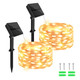 Solar Fairy Lights Outdoor Waterproof,16.4ft 50LED Solar String Lights for Outside 8 Modes 2 Packs for Christmas Halloween Holiday Patio Backyard Garden Deorations Warm White