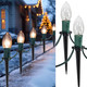 Dazzle Bright C9 Christmas Pathway Lights Outdoor, 30 FT 24 Bulbs Waterproof Walkway Lights with Stakes, Connectable Christmas Decorations for Outside Sidewalk Yard Decor, Warm White