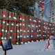DBFAIRY Red White Christmas Curtain Lights Solar Powered, 19.6Ft x 3.2Ft 300 LED Outdoor Curtain Lights Christmas Candy Cane Fairy Lights 8 Modes Auto On/Off Holiday Decor for Backyard Fence Roof