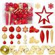 100 Pcs Christmas Tree Ornaments Set, Red Gold Christmas Ball Ornaments Shatterproof Christmas Tree Decorations with Ribbon Star Toppers Hanging Holiday Home Party Decor 100 Pcs Christmas Tree Ornaments Set, Red Gold Christmas Ball Ornaments Shatterproof Christmas Tree Decorations with Ribbon Star Toppers Hanging Holiday Home Party Decor