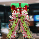 Christmas Tree Topper Hat with Bow, Large Christmas Tree Topper with Elf Legs and Red & Green Polka Dot Bow, Tree Toppers Christmas Decorations for Winter Holidays
