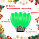 25 Pack C9 LED Green Replacement Bulbs, E17 LED Bulb for Outdoor Christmas String Lights, Energy-Efficient 0.6W LED Green Plastic Christmas Light Bulb, Commercial Grade Dimmable Bulbs