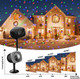 Elec3 Christmas Projector Lights Outdoor, RGBW Christmas Snowfall Projector Lights Rotating Falling Snow Projector with Remote Control Landscape Lights for House Yard Garden Halloween Christmas Decor